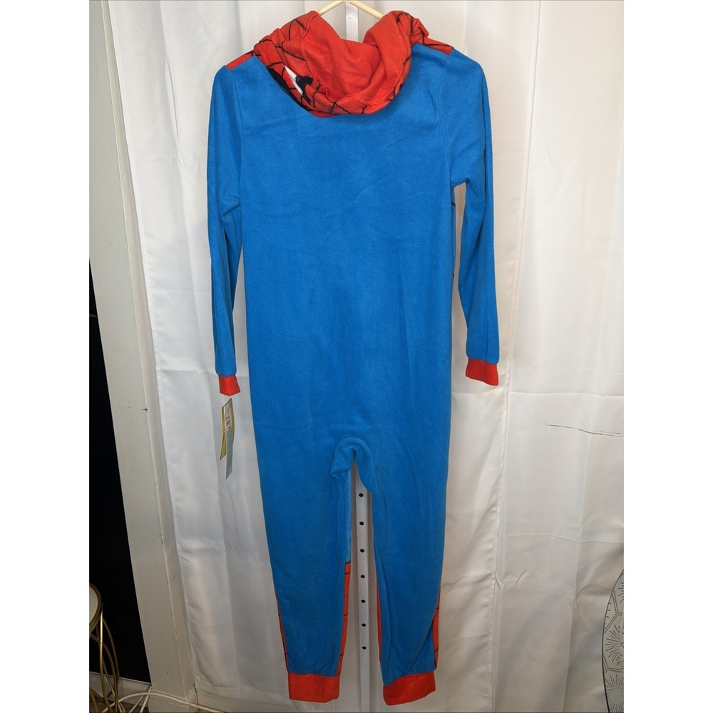 Marvel Spider-Man Superhero Kids Hooded Fleece Costume Pajamas Suit L 12-14 - Picture 8 of 12